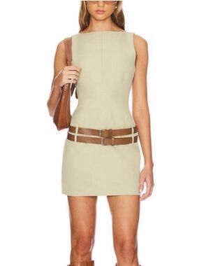 Lioness Ethereal Buckle Mini Dress in Beige